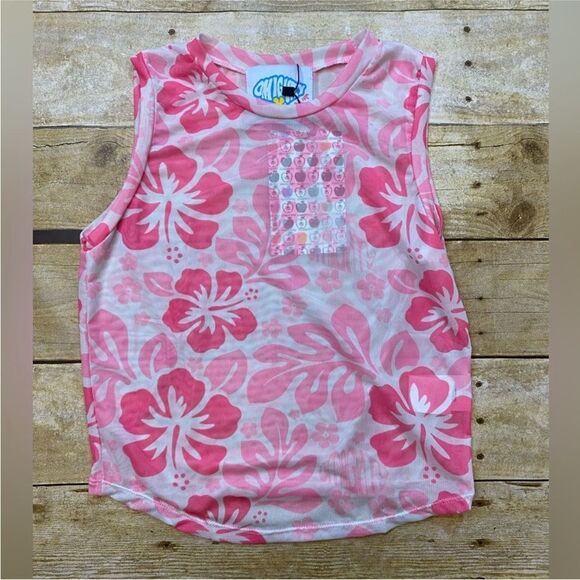 NWT omighty hibiscus mesh baby tank top in pink size s - Picture 1 of 3